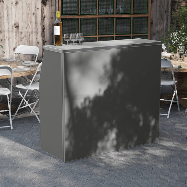 Gray |#| 4' Slate Gray Laminate Foldable Portable Event Bar - Catering/Bartender Bar