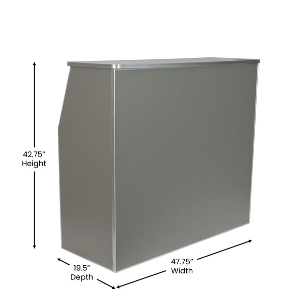 Gray |#| 4' Slate Gray Laminate Foldable Portable Event Bar - Catering/Bartender Bar