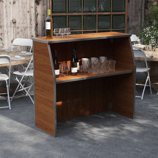 Maple Woodgrain |#| 4' Maple Laminate Foldable Portable Event Bar - Catering/Bartender Bar