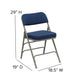 Navy Fabric/Gray Frame |#| 18.5inchW Premium Curved Triple Braced Navy Blue Fabric Metal Folding Chair