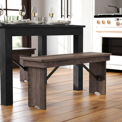 HERCULES Series 40" x 12" Solid Pine Folding Farm Bench - View 2