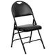 Black Vinyl/Black Frame |#| Ultra-Premium Triple Braced Black Vinyl Folding Chair with Easy-Carry Handle