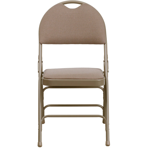 Navy Fabric/Gray Frame |#| Ultra-Premium Triple Braced Navy Fabric Folding Chair with Easy-Carry Handle