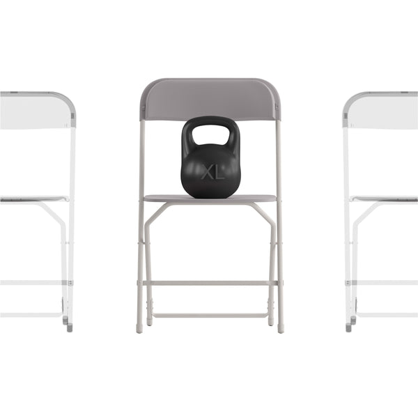 Gray |#| Spacious & Contoured Commercial Wide & Tall Gray Plastic Folding Chair