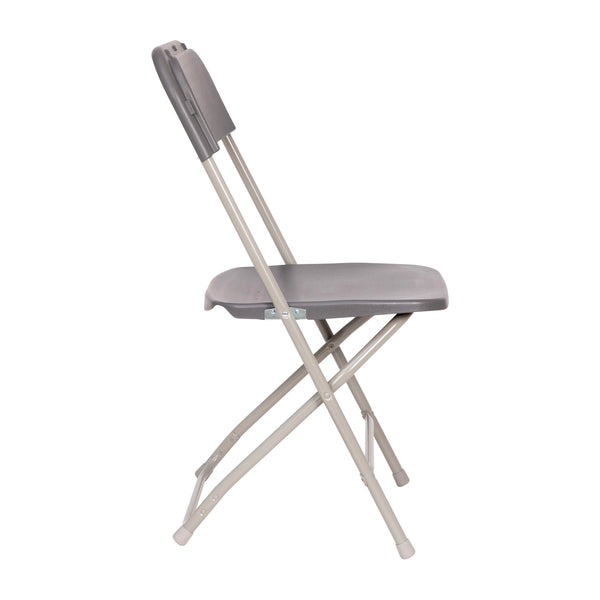 Gray |#| Spacious & Contoured Commercial Wide & Tall Gray Plastic Folding Chair