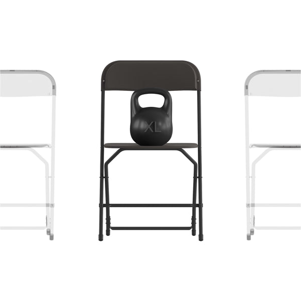 Black |#| Spacious & Contoured Commercial Wide & Tall Black Plastic Folding Chair