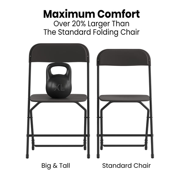 Black |#| Spacious & Contoured Commercial Wide & Tall Black Plastic Folding Chair