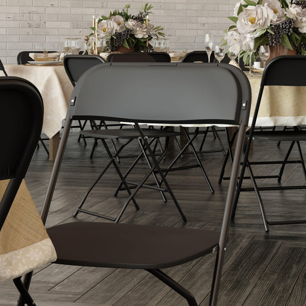 Black |#| Spacious & Contoured Commercial Wide & Tall Black Plastic Folding Chair