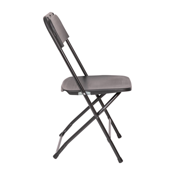 Black |#| Spacious & Contoured Commercial Wide & Tall Black Plastic Folding Chair