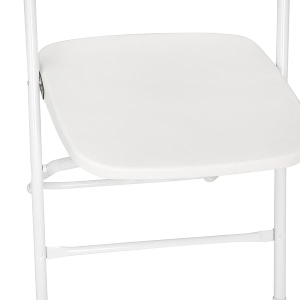 White |#| Spacious & Contoured Commercial Wide & Tall White Plastic Folding Chair