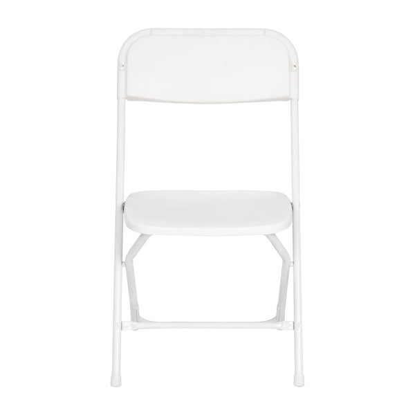 White |#| Spacious & Contoured Commercial Wide & Tall White Plastic Folding Chair