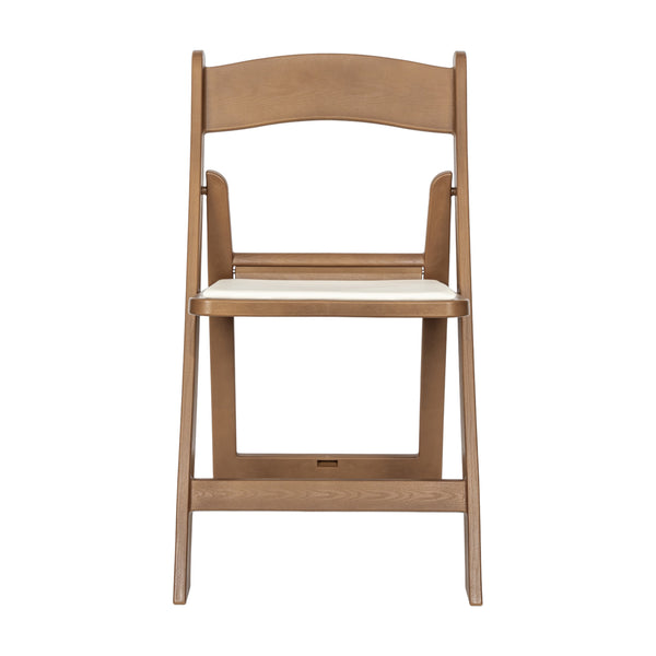 Chestnut |#| Indoor/Outdoor Lightweight Wood Look Resin Folding Event Chair in Chestnut