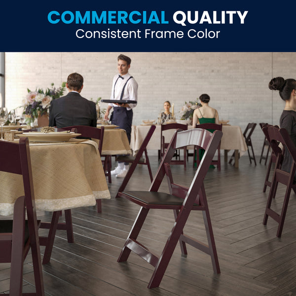 Red Mahogany |#| Folding Chair - Red Mahogany Resin - 800LB Weight Capacity - Vinyl Seat