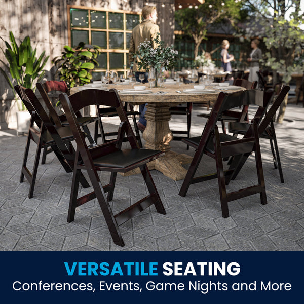 Red Mahogany |#| Folding Chair - Red Mahogany Resin - 800LB Weight Capacity - Vinyl Seat