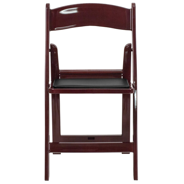 Red Mahogany |#| Folding Chair - Red Mahogany Resin - 800LB Weight Capacity - Vinyl Seat