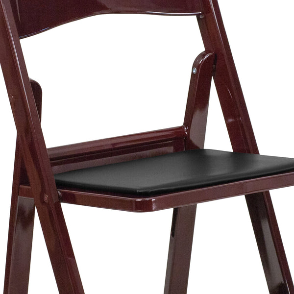 Red Mahogany |#| Folding Chair - Red Mahogany Resin - 800LB Weight Capacity - Vinyl Seat