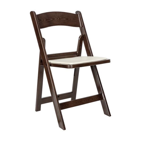 Dark Brown |#| Indoor/Outdoor Lightweight Wood Look Resin Folding Event Chair in Dark Brown