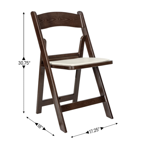 Dark Brown |#| Indoor/Outdoor Lightweight Wood Look Resin Folding Event Chair in Dark Brown