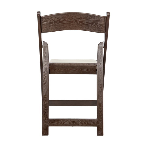 Dark Brown |#| Indoor/Outdoor Lightweight Wood Look Resin Folding Event Chair in Dark Brown