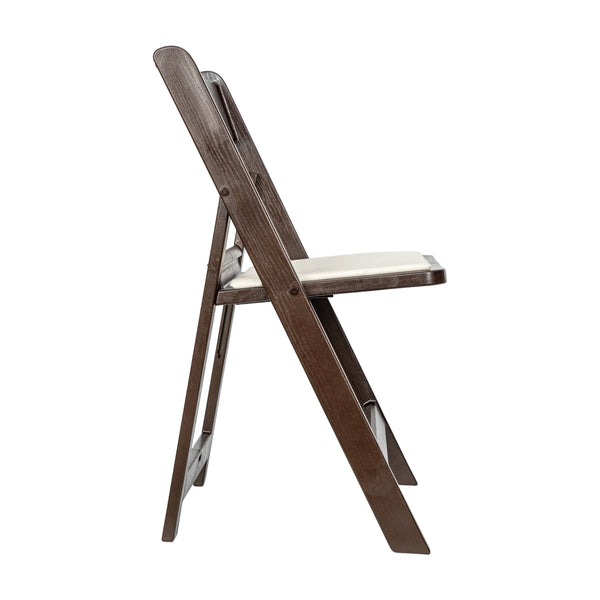 Dark Brown |#| Indoor/Outdoor Lightweight Wood Look Resin Folding Event Chair in Dark Brown