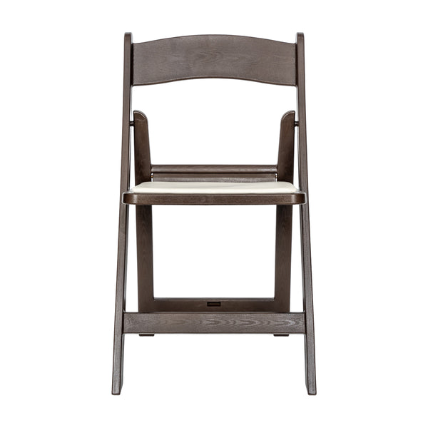 Dark Brown |#| Indoor/Outdoor Lightweight Wood Look Resin Folding Event Chair in Dark Brown