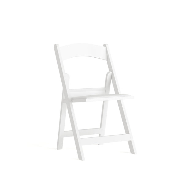 White |#| Folding Chair - White Resin - 800LB Weight Capacity - Vinyl Seat