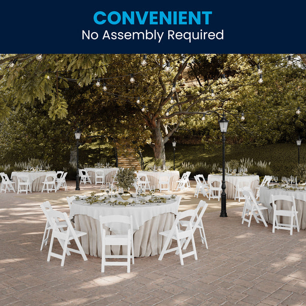 White |#| Folding Chair - White Resin - 800LB Weight Capacity - Vinyl Seat