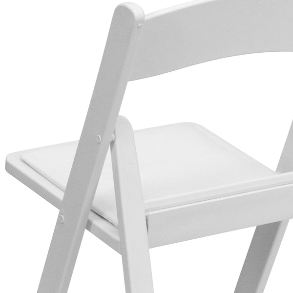 White |#| Folding Chair - White Resin - 800LB Weight Capacity - Vinyl Seat
