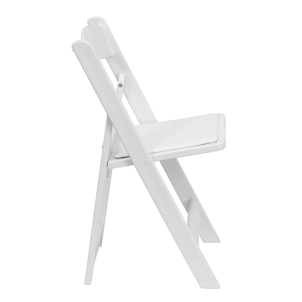 White |#| Folding Chair - White Resin - 800LB Weight Capacity - Vinyl Seat