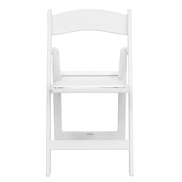 White |#| Folding Chair - White Resin - 800LB Weight Capacity - Vinyl Seat