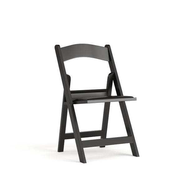 Black |#| Folding Chair - Black Resin - 800LB Weight Capacity - Vinyl Seat