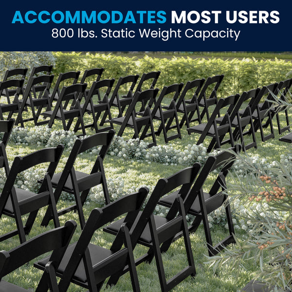 Black |#| Folding Chair - Black Resin - 800LB Weight Capacity - Vinyl Seat