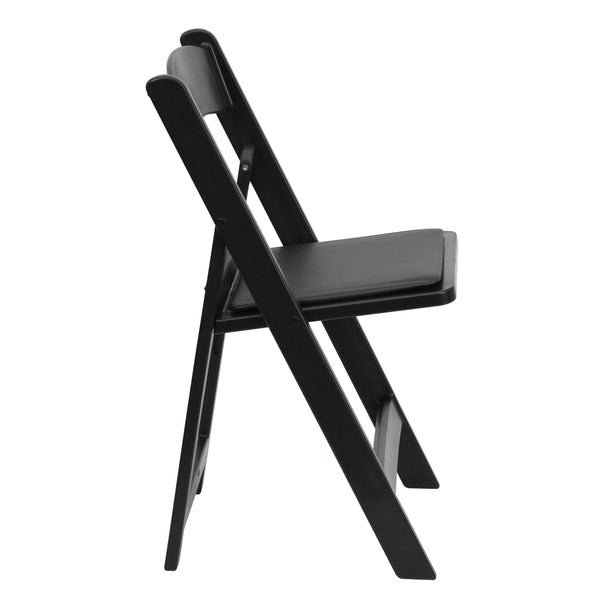 Black |#| Folding Chair - Black Resin - 800LB Weight Capacity - Vinyl Seat