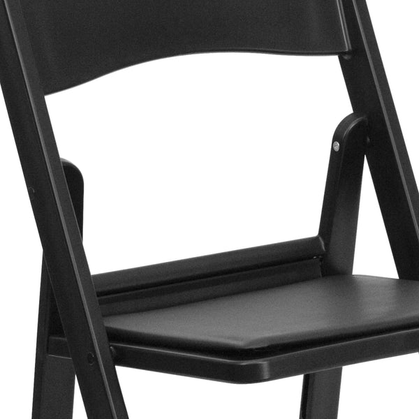 Black |#| Folding Chair - Black Resin - 800LB Weight Capacity - Vinyl Seat