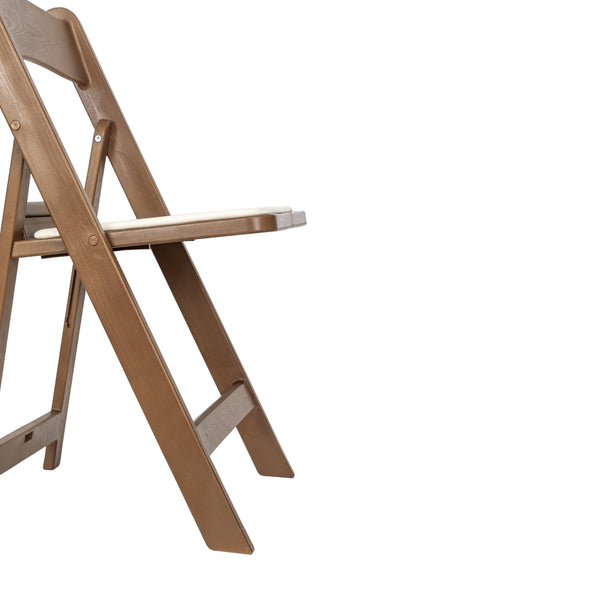 Chestnut |#| Indoor/Outdoor Lightweight Wood Look Resin Folding Event Chair in Chestnut