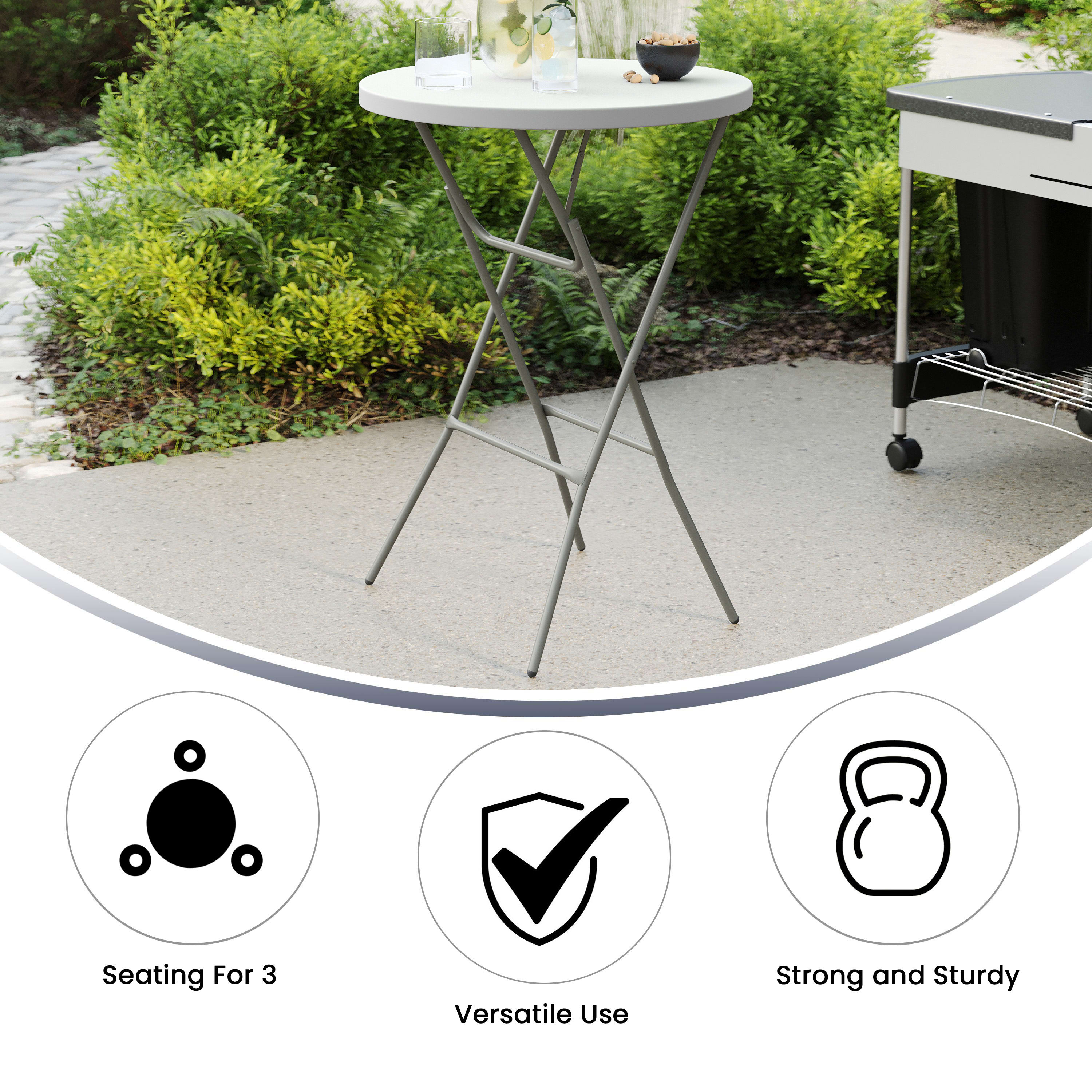 Flash 2.6 Foot Round Plastic Bar Height Folding Table Black DAD YCZ 80R 2 BAR BLK GG