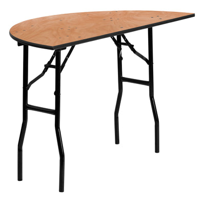 4-Foot Half-Round Wood Folding Banquet Table - View 1
