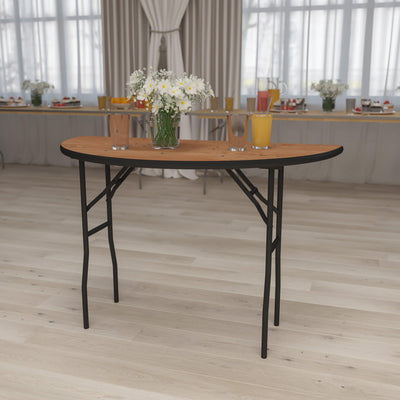 4-Foot Half-Round Wood Folding Banquet Table - View 2