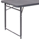 Dark Gray |#| 4-Foot Height Adjustable Bi-Fold Dark Gray Plastic Folding Table with Handle