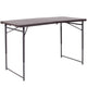 Brown |#| 4-Foot Height Adjustable Bi-Fold Brown Plastic Folding Table with Handle