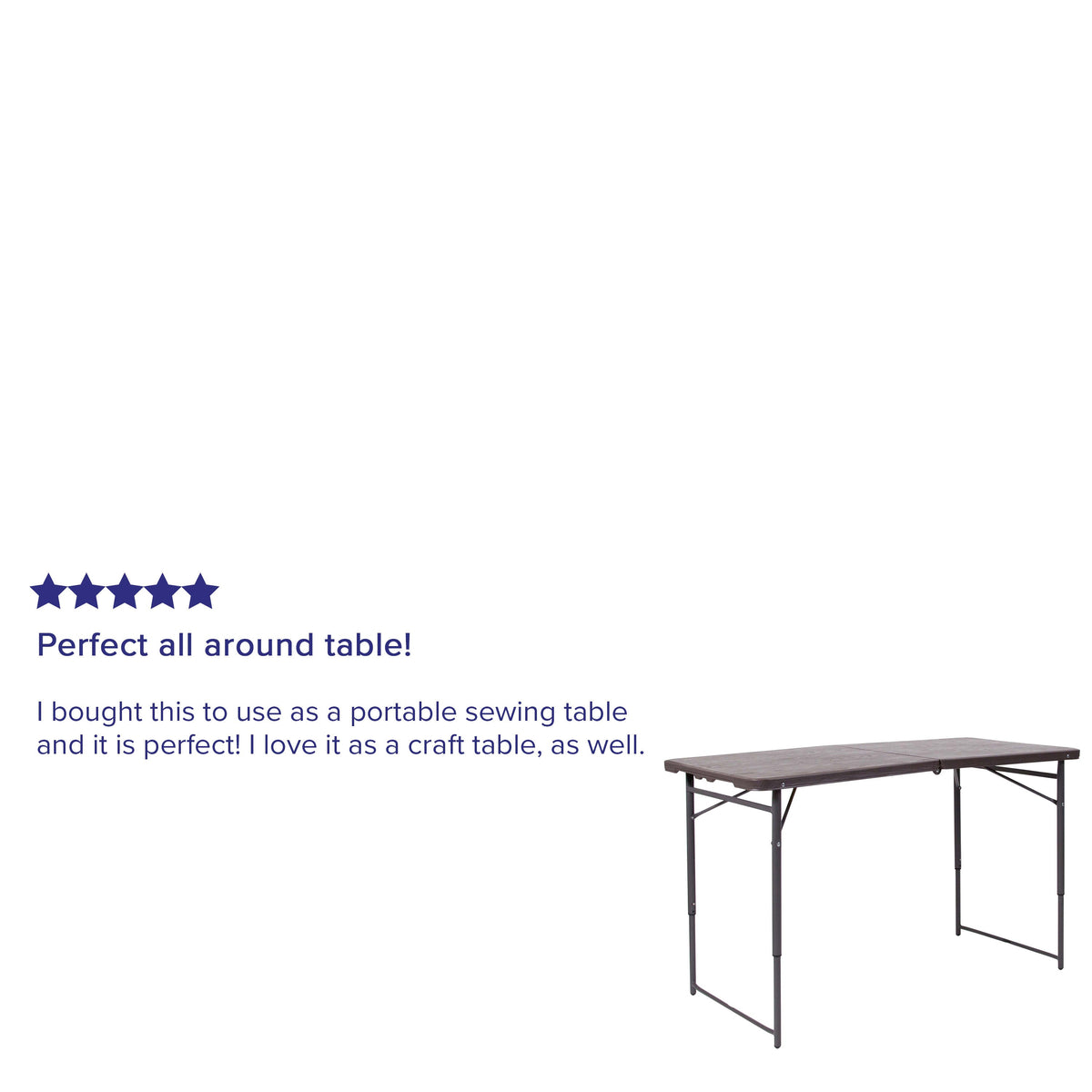 Brown |#| 4-Foot Height Adjustable Bi-Fold Brown Plastic Folding Table with Handle