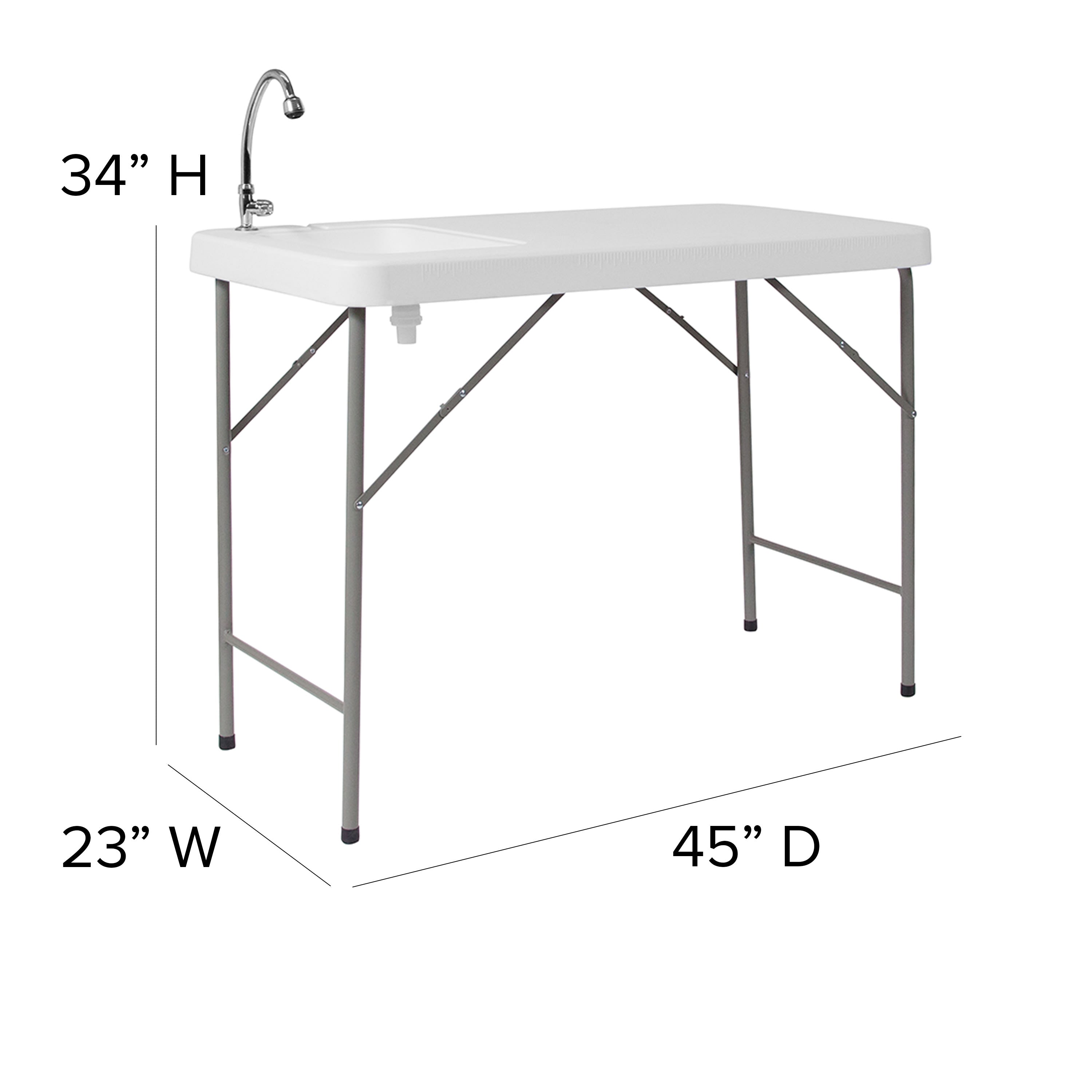 Plastic folding top table with sink