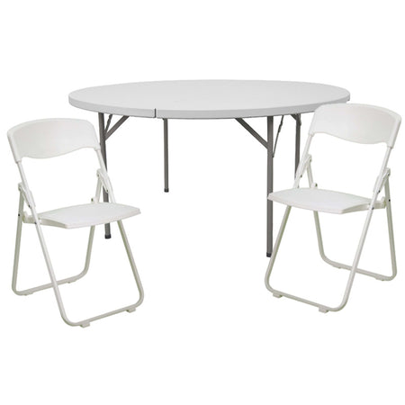 5-Foot Round Banquet Table Set with 8 Folding Chairs