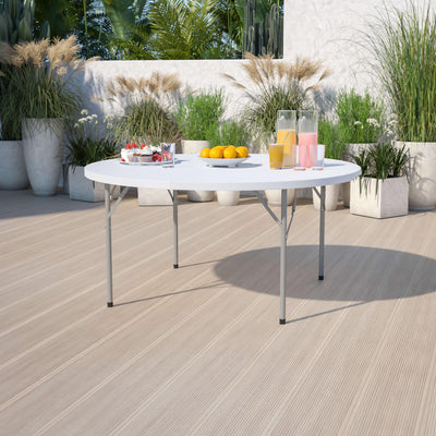 5-Foot Round Plastic Folding Table - View 2