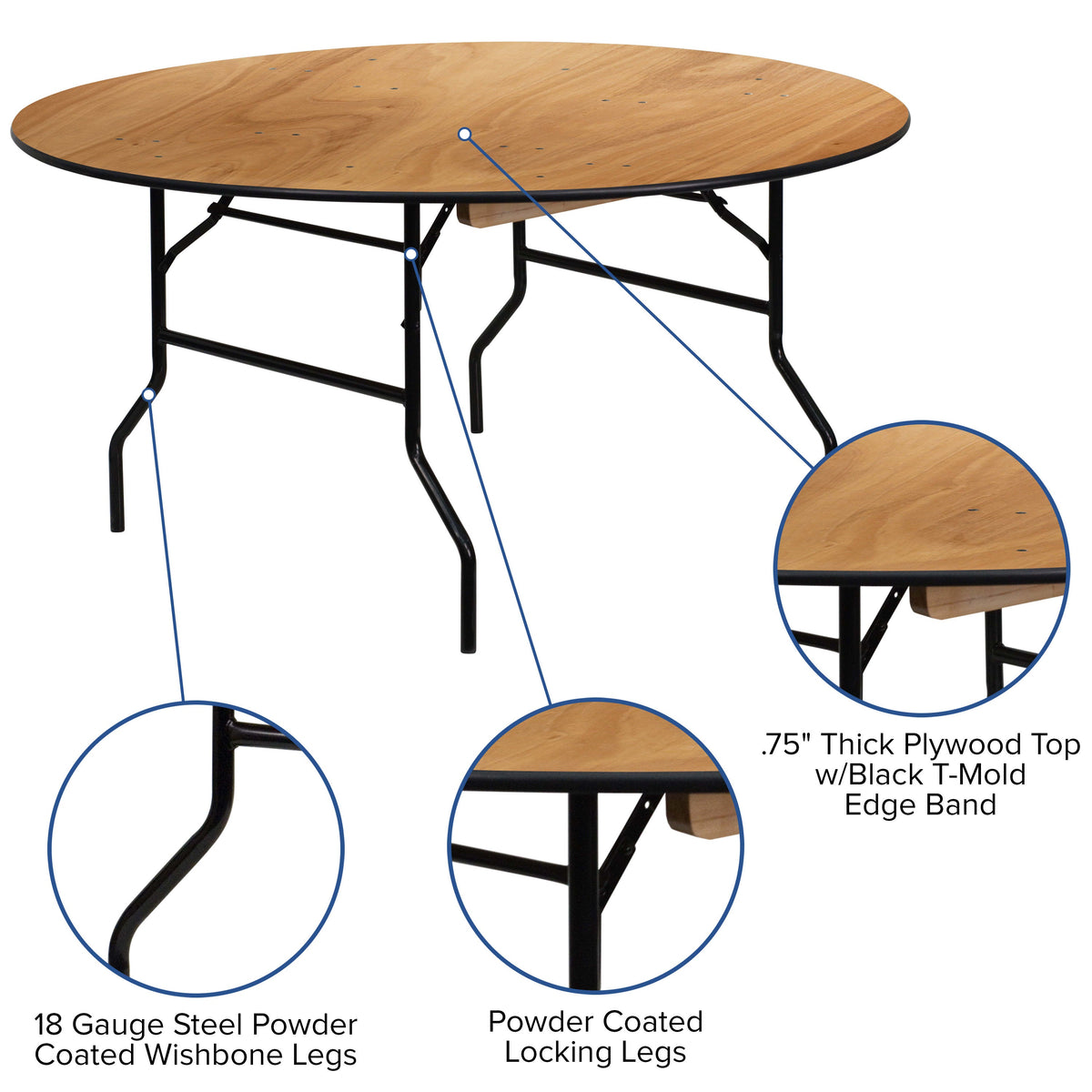 Tree Fold Table 60RND Wood Fold Table YT-WRFT60-TBL- – Folding Chairs 4 Less