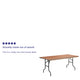 6-Foot Rectangular Wood Folding Banquet Table with Clear Coated Finished Top