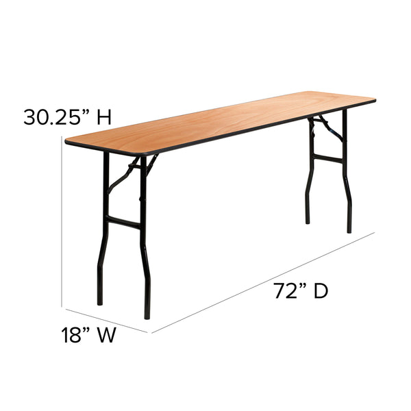 6-Foot Rectangular Wood Folding Training / Seminar Table with Clear Coated Top
