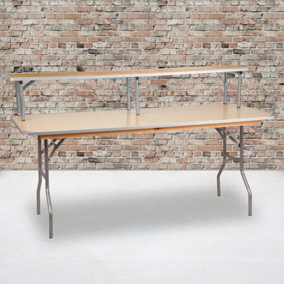 72'' x 12'' x 12'' Birchwood Bar Top Riser with Silver Legs - View 2