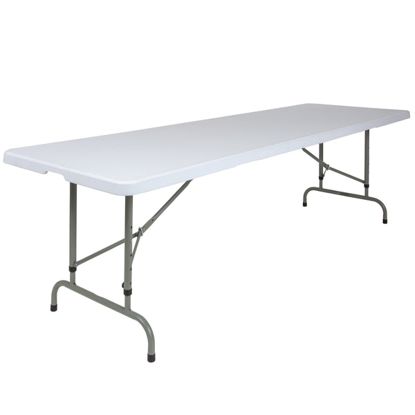 8-Foot Height Adjustable Granite White Plastic Folding Event Table