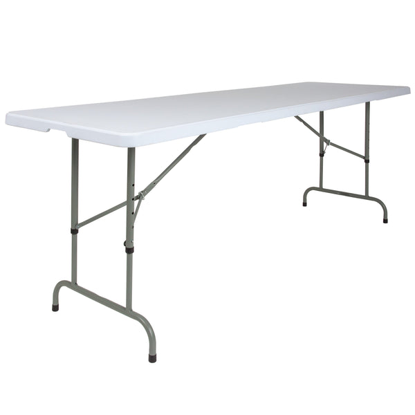 8-Foot Height Adjustable Granite White Plastic Folding Event Table